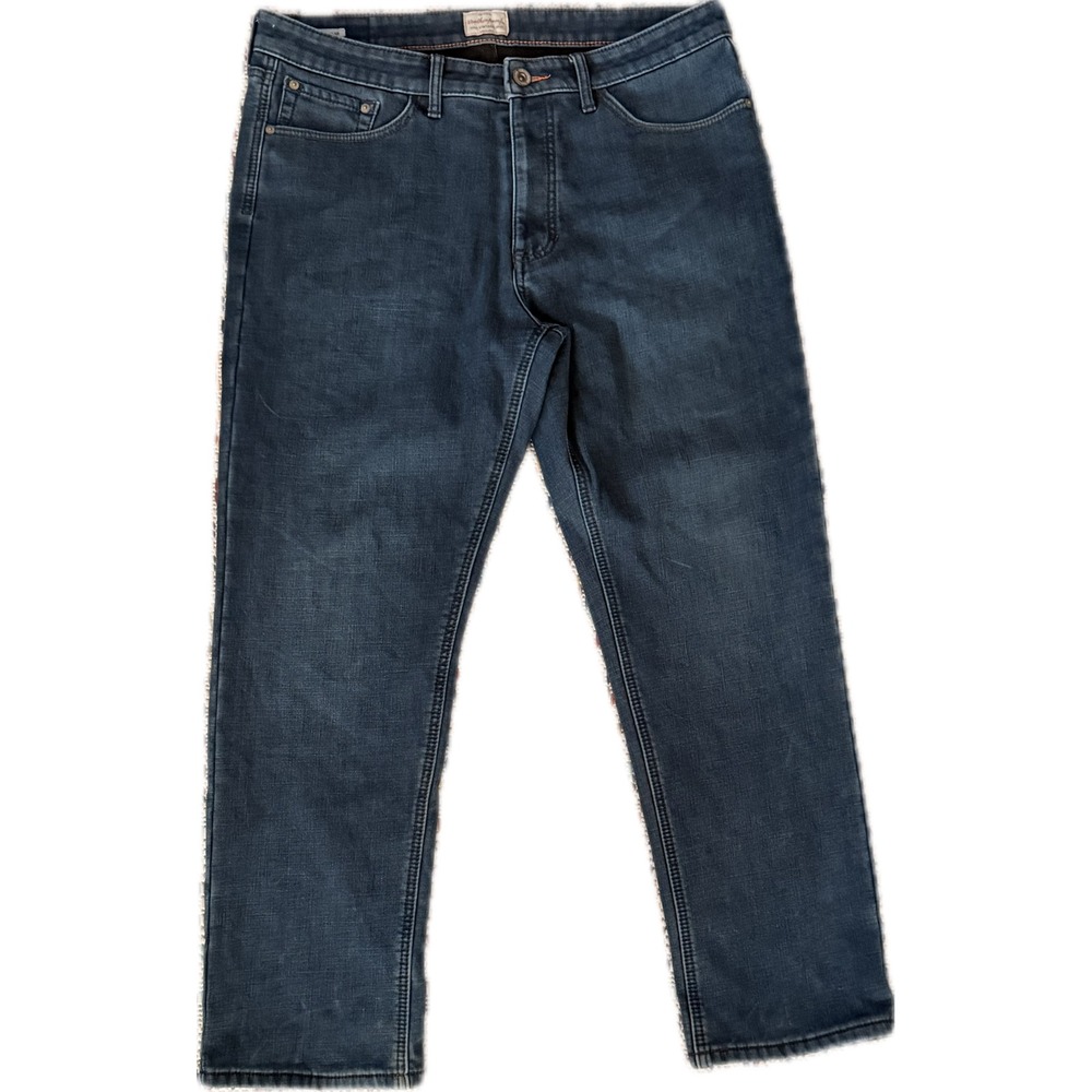 Weatherproof Vintage Mens Fleece Lined Jeans Regular Fit 36x30 Dark Wash Blue